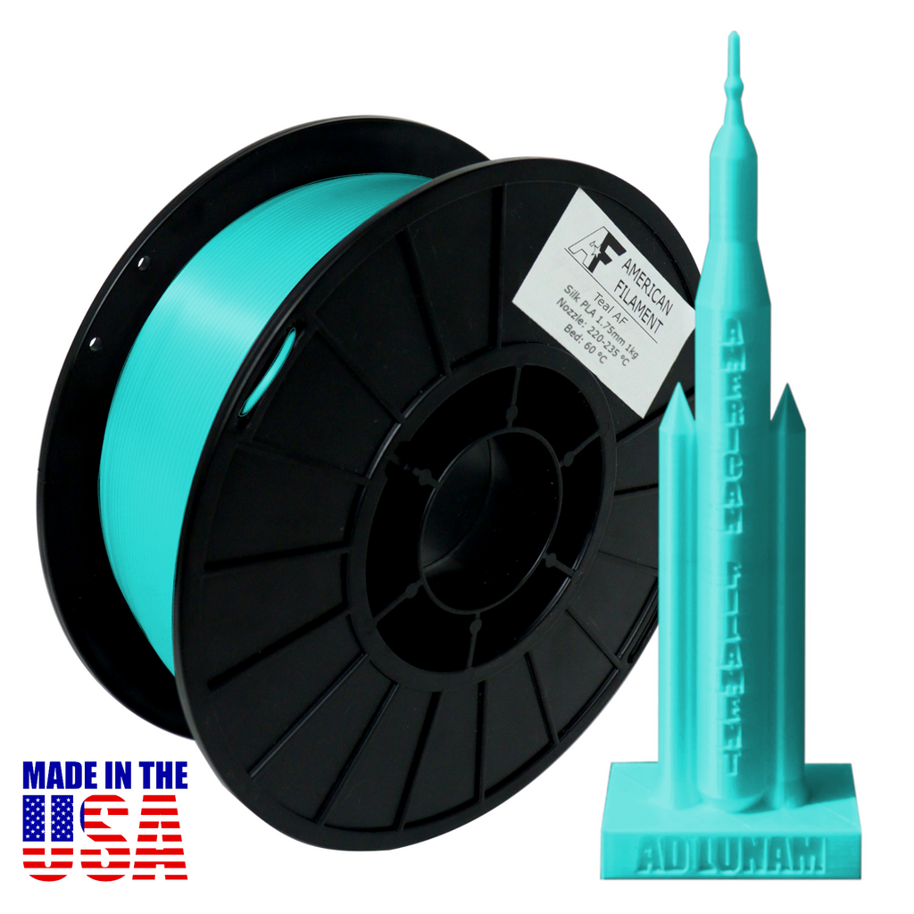 Filament pour imprimante 3D Teal AF Silk PLA, diamètre 1,75 mm, bobine de 1 kg