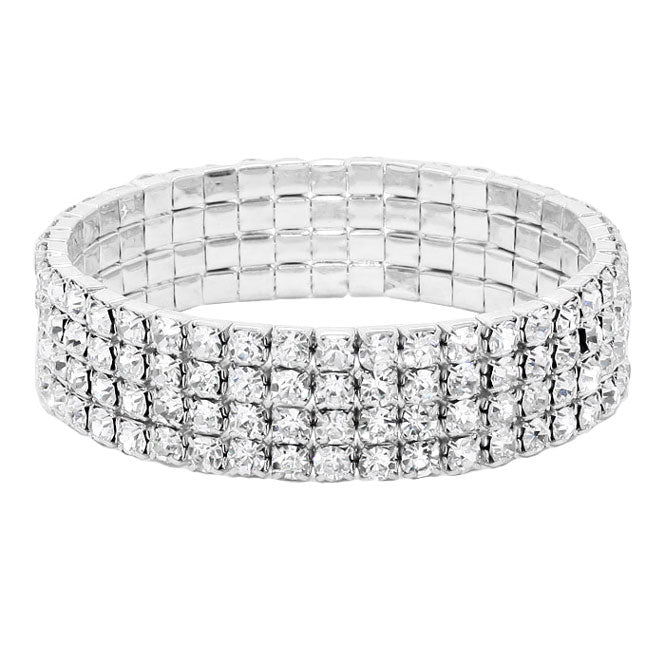 4Rows Rhinestone Stretch Evening Bracelet