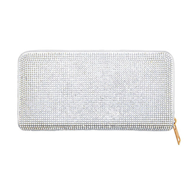 Crystal Rhinestone Pave Zipper Wallet