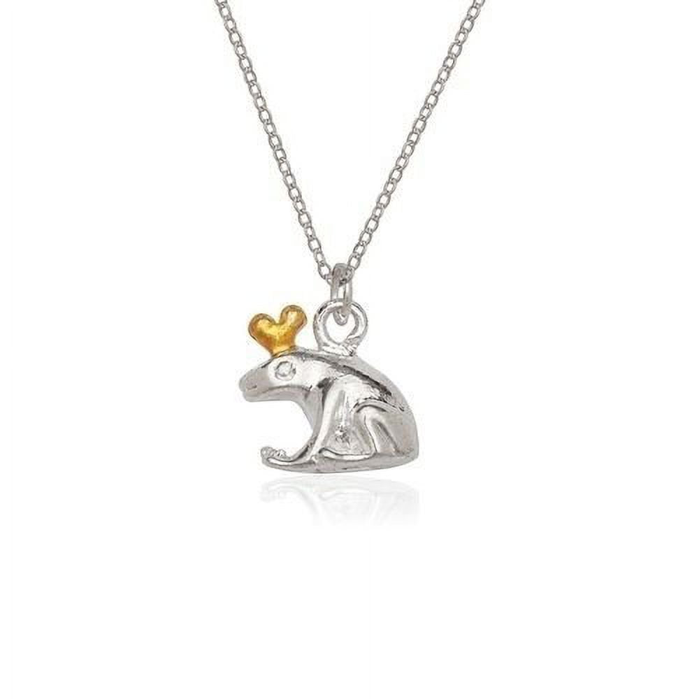RMZ GOLD NYC Silver Plated Frog Charm Necklace – Cute and Quirky Animal Pendant on Chain – Fun Gift for Nature & Frog Lovers