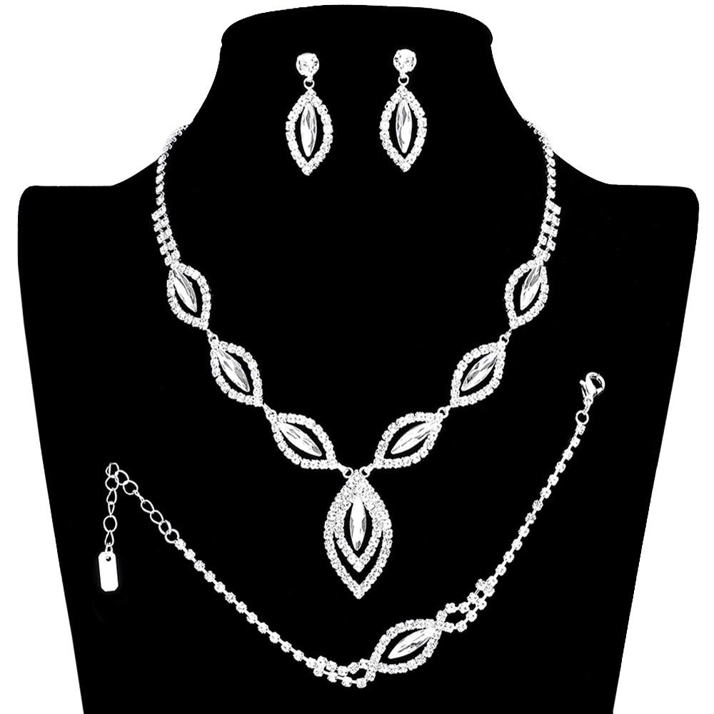 Marquise Rhinestone Necklace Jewelry Set