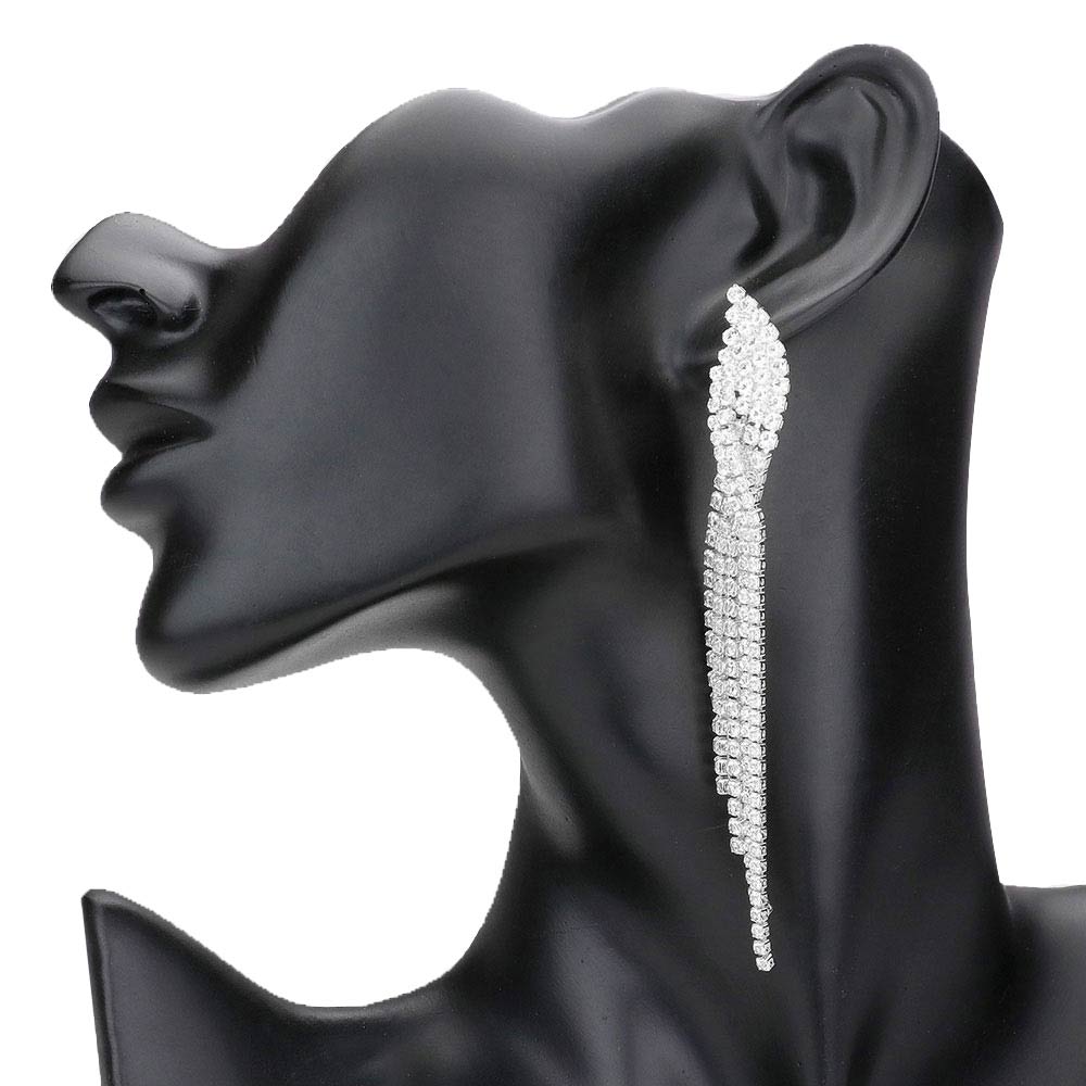 Rhinestone Pave Fringe Down Evening Earrings