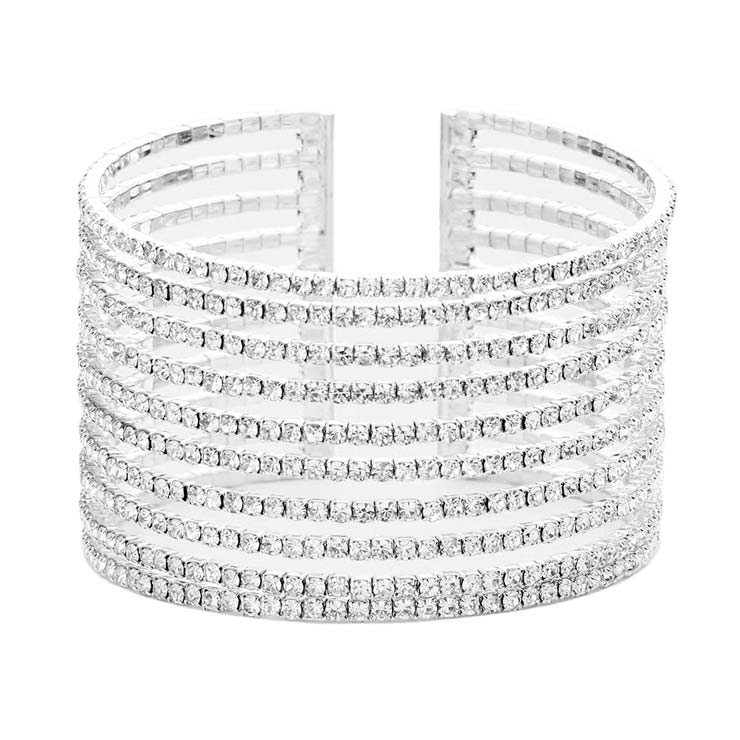Rhinestone Pave Split Cuff Evening Bracelet