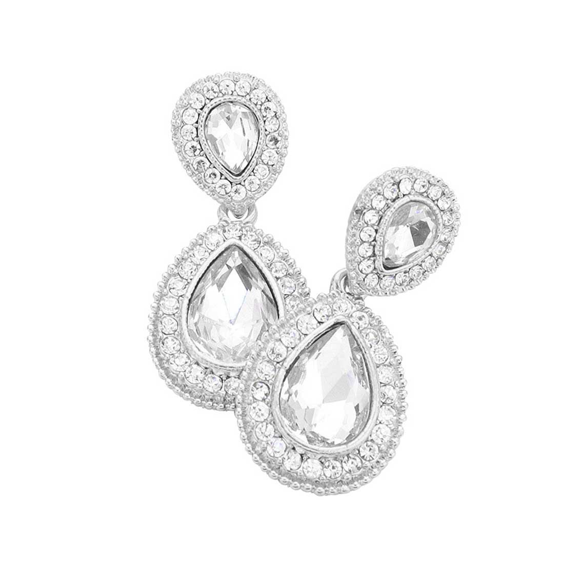Women's Rhinestone Trim Teardrop Evening Dangle Earrings