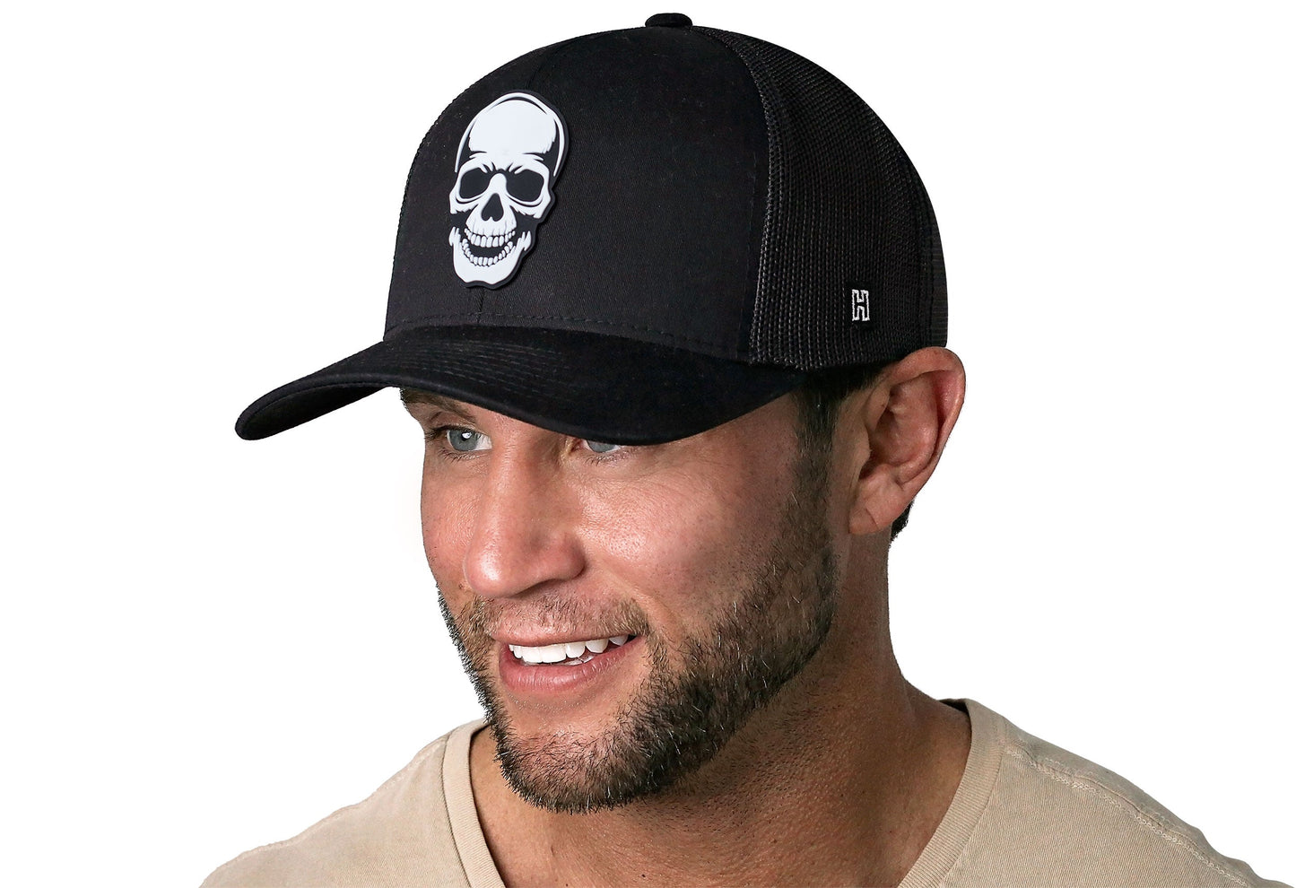 Skull Trucker Hat  |  Black  Snapback
