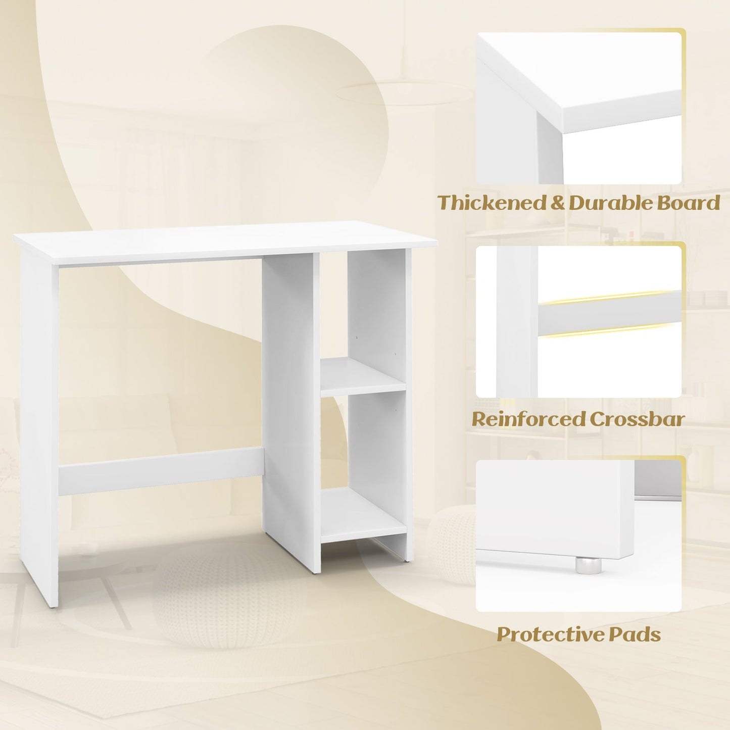 Small Computer Desk with Storage and Adjustable Shelf