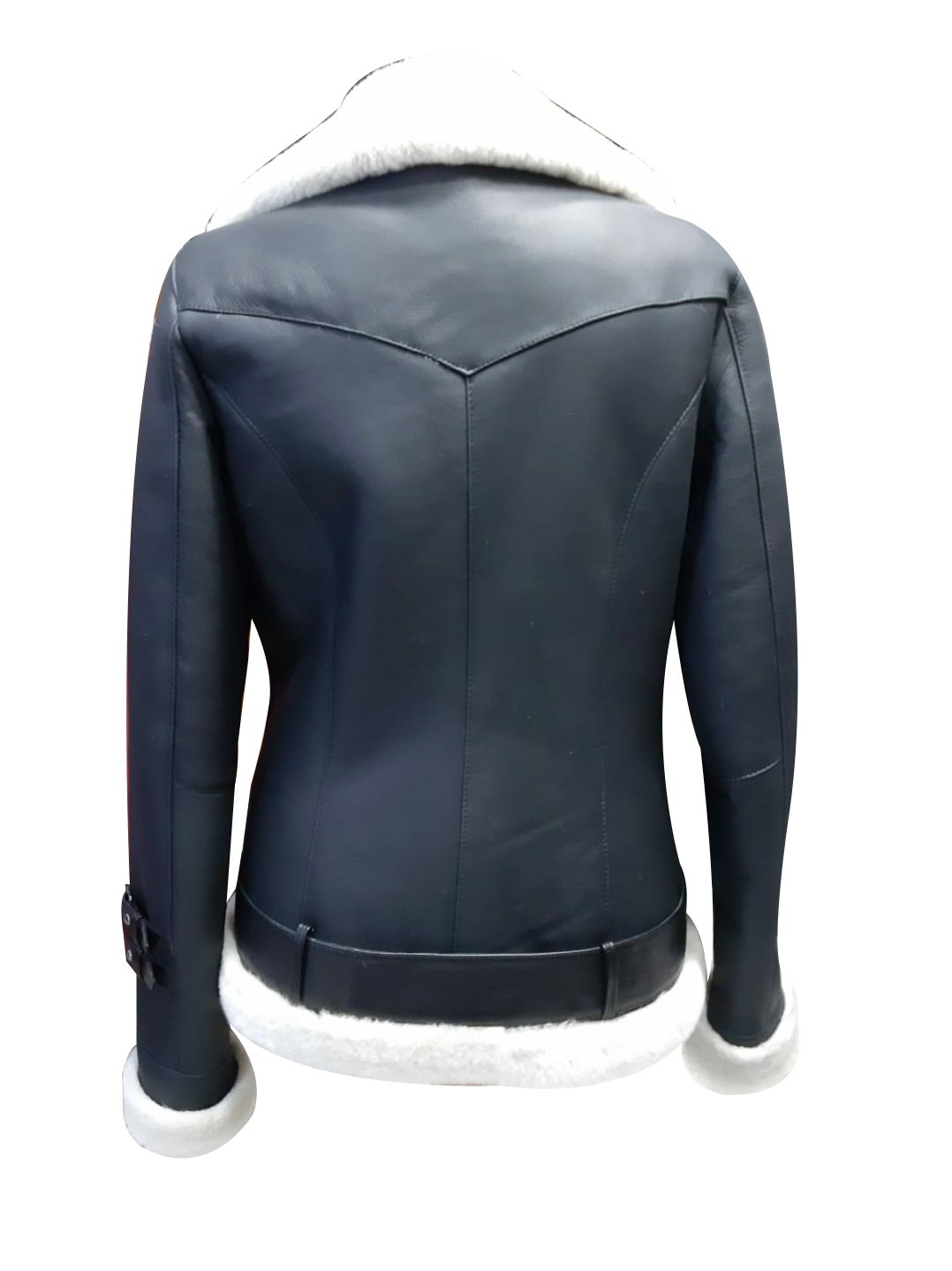 Jaynes Sheepskin Black and White Biker Shearling Jacket