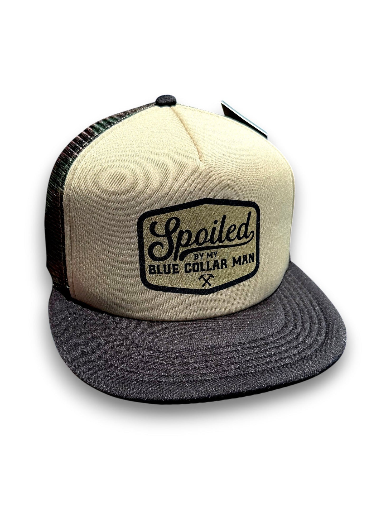 Spoiled By My Blue Collar Man Trucker Hat