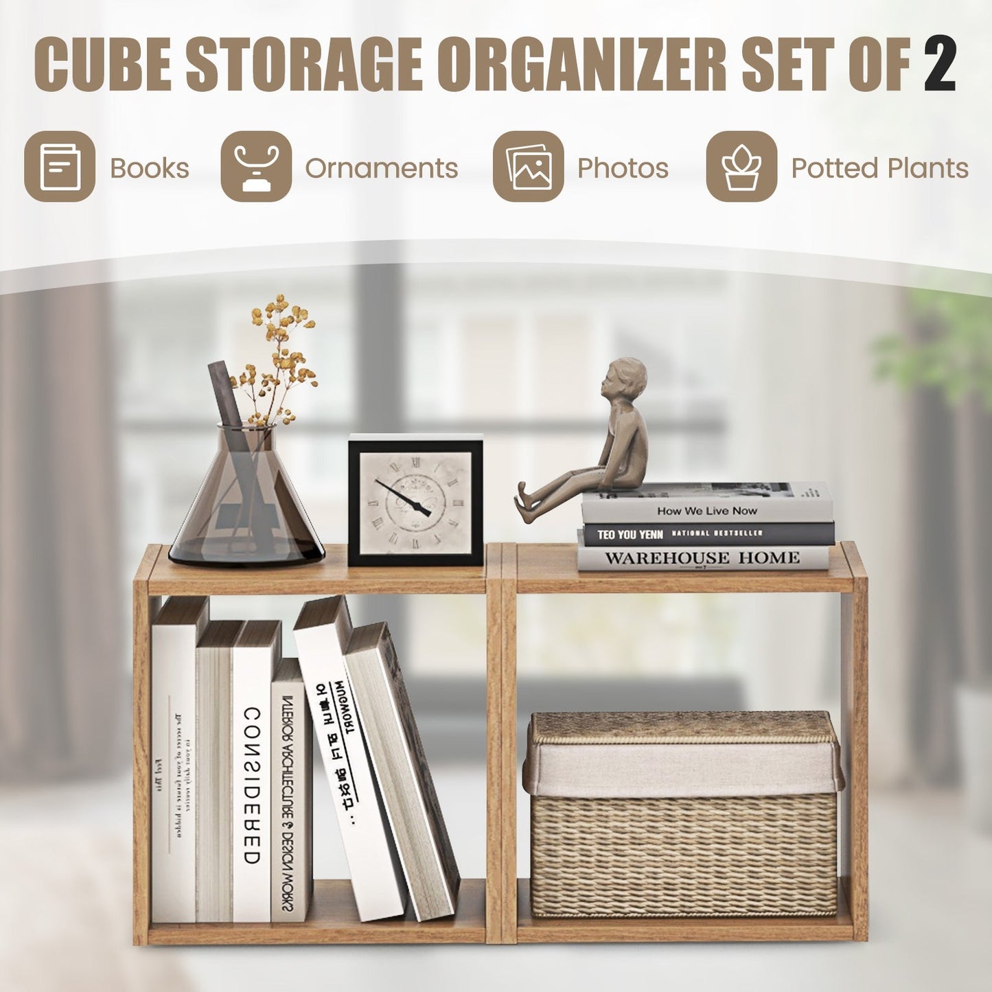 Cube Storage Organizer Set of 2 for Living Room Bedroom Study