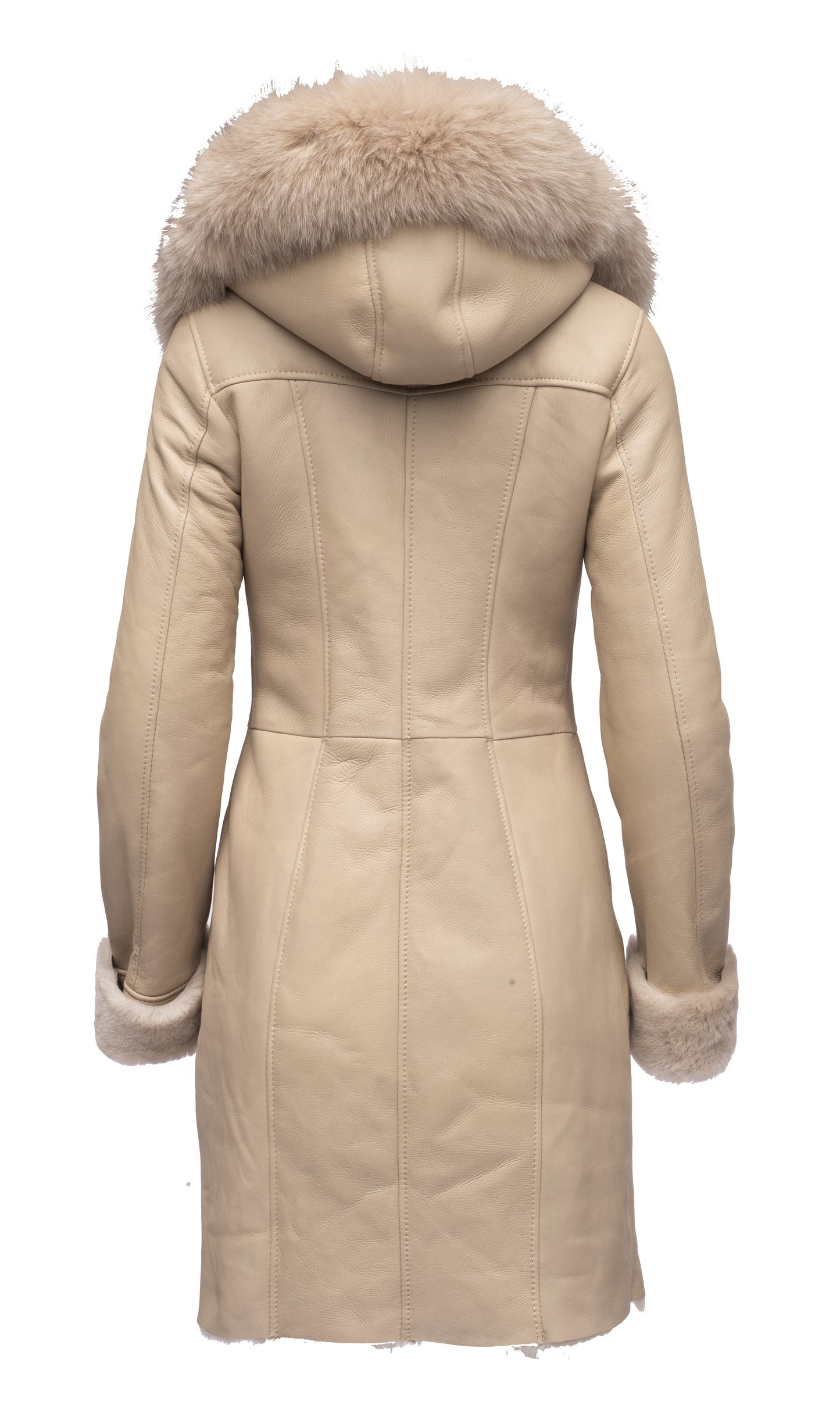 Gracies Hooded Sheepskin Shearling Jacket with Fox Fur