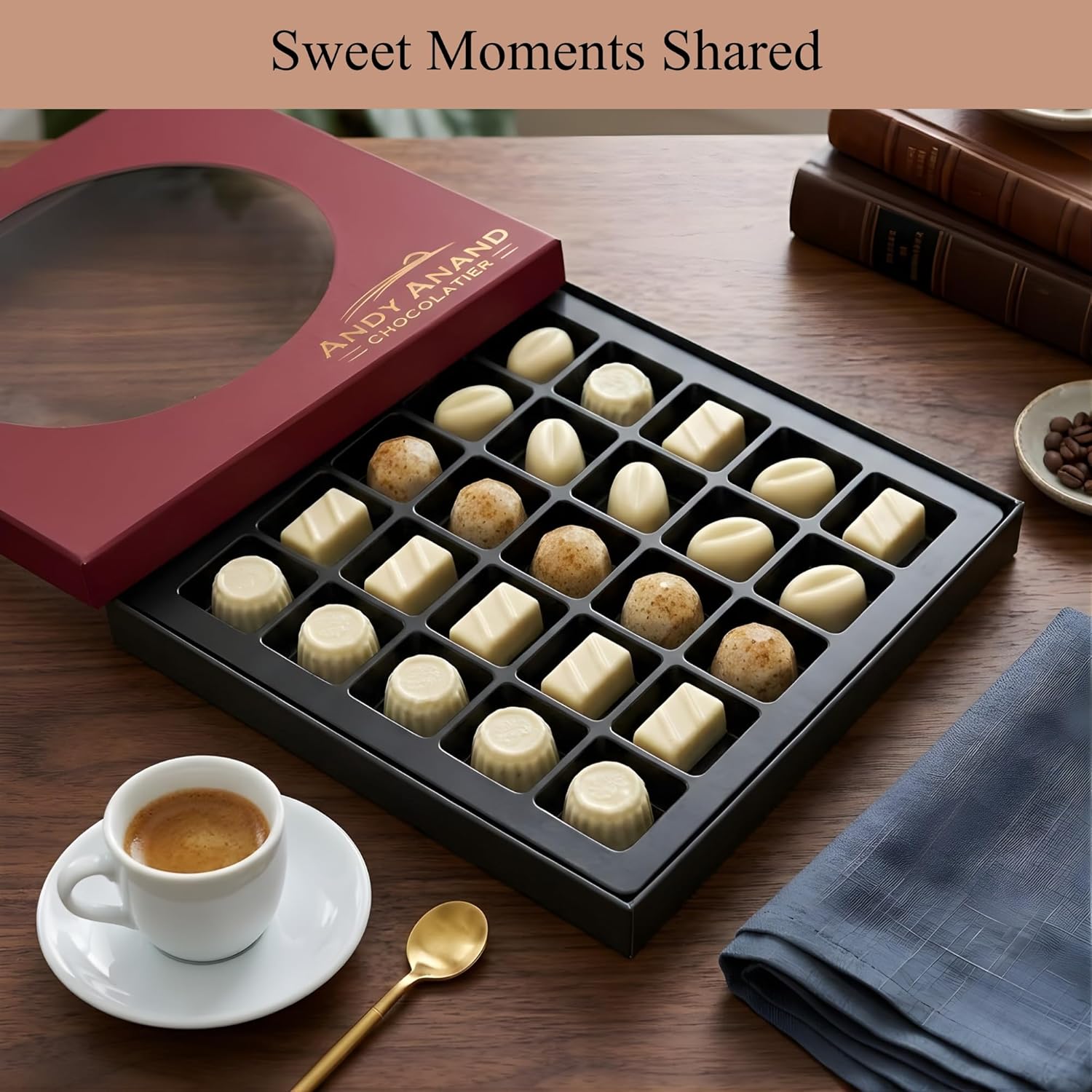Andy Anand Sugar-Free Belgian White Chocolate Truffles & Pralines, 25 pc, 10.5 oz – Stevia Sweetened, Keto & Diabetic-Friendly Gift Box