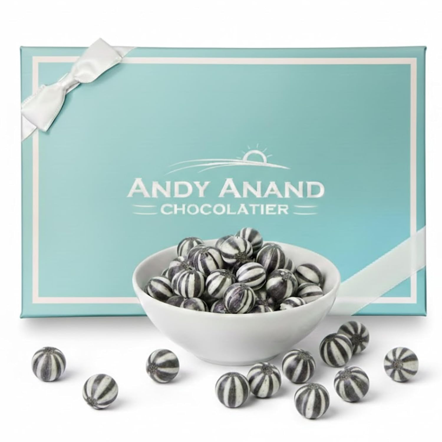 Andy Anand Sugar-Free Black Bulls Eyes Mint Hard Candy, 25 pc – Classic British Sweet, Keto & Diabetic-Friendly Gourmet Snack Gift Box