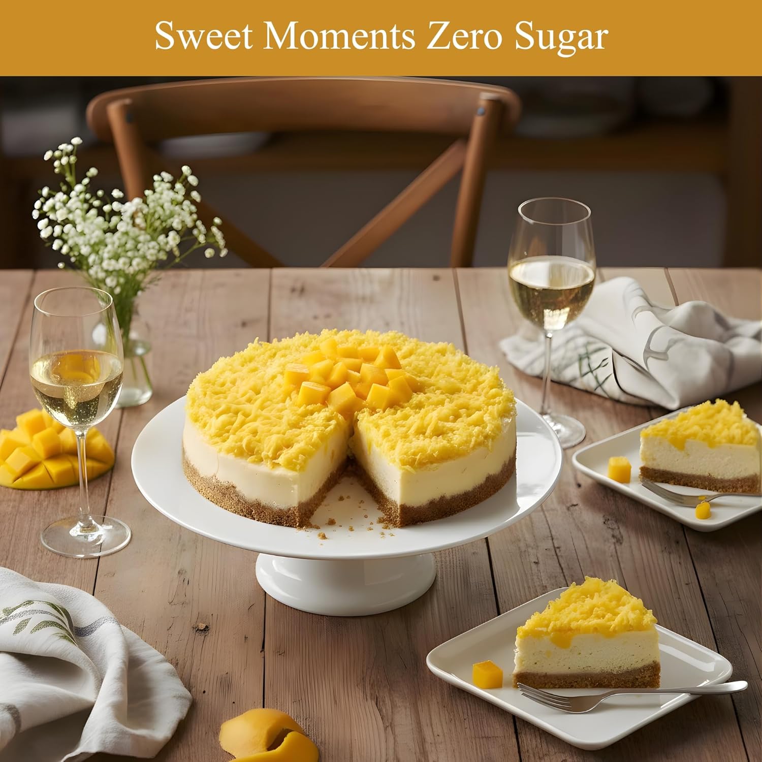 Andy Anand Sugar-Free Coconut Mango Cheesecake, 9-Inch, 2.6 lb – Tropical Flavors, Keto & Diabetic-Friendly, California Cream Cheese Gift