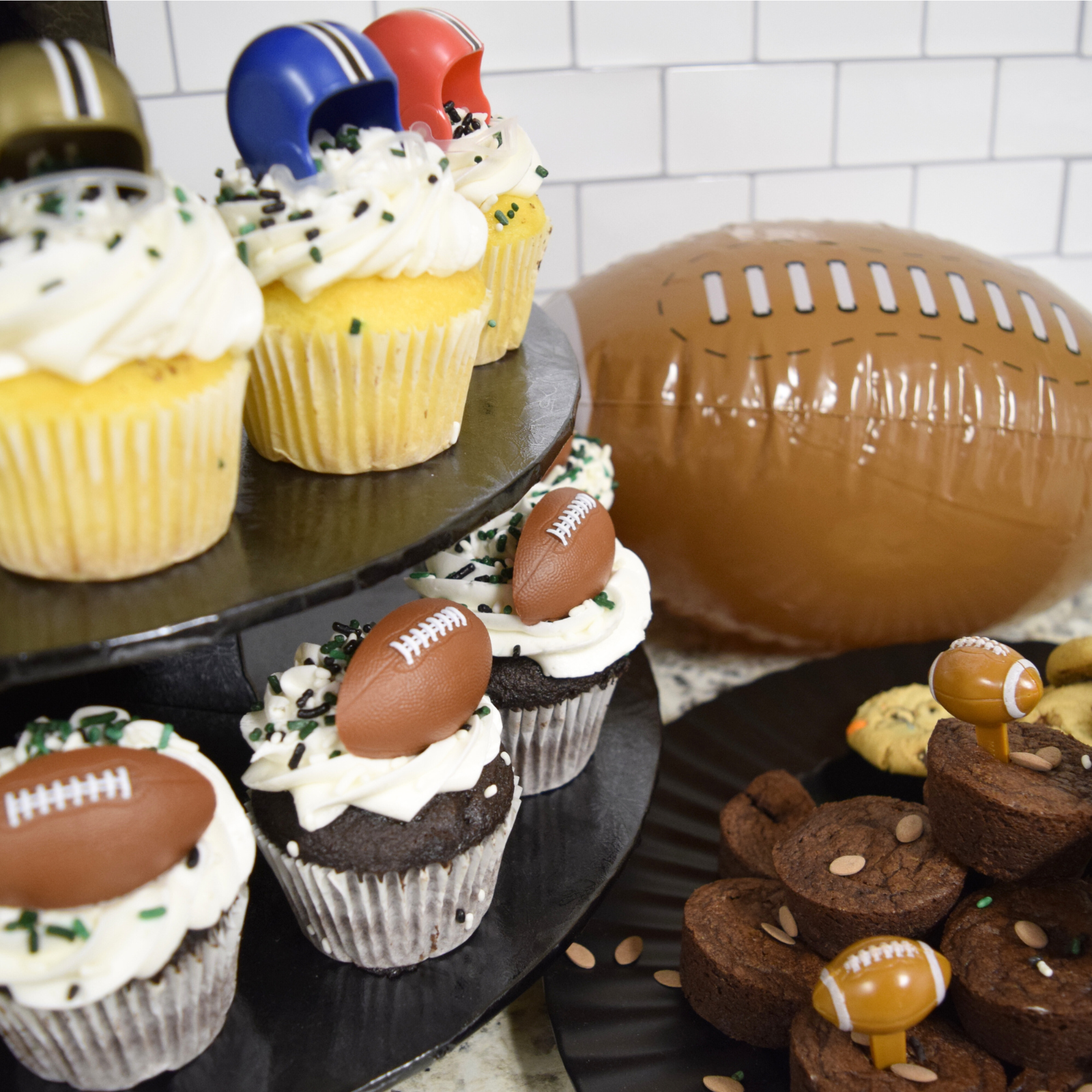 Football Helmets, Set of 12, Football Stickers, Set of 30, Football Cupcake Picks, Set of 12 - (Total 54)
