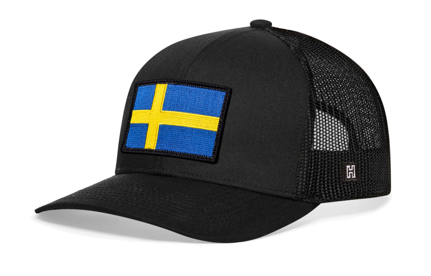 Swedish Flag Trucker Hat  |  Black Sweden Snapback