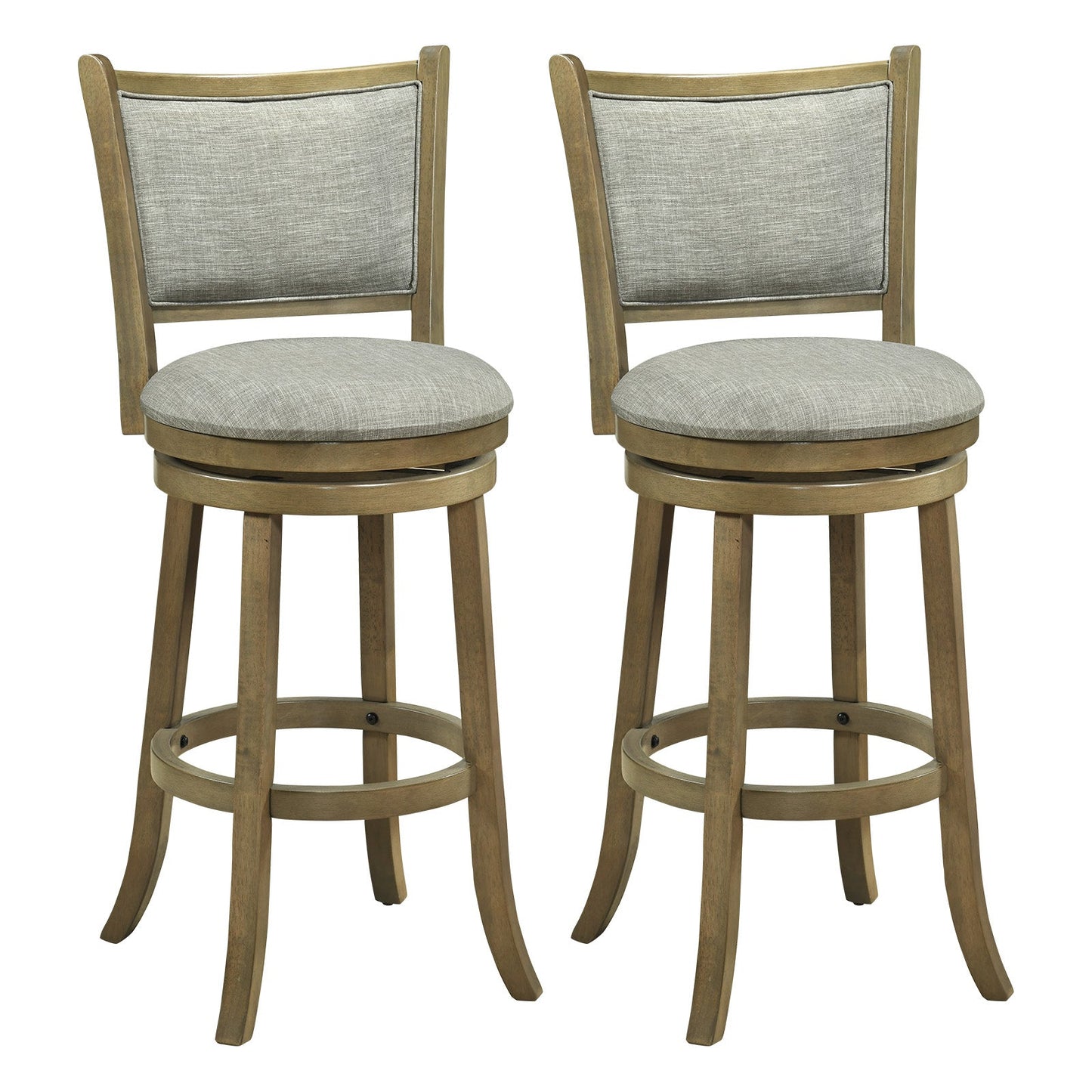 Swivel Bar Stools Set of 2 with Soft-padded Back and Seat