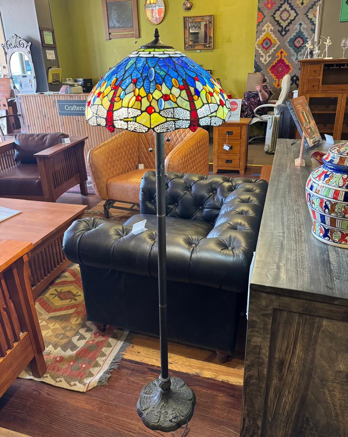 Tiffany style Stained glass Dragonfly floor Lamp