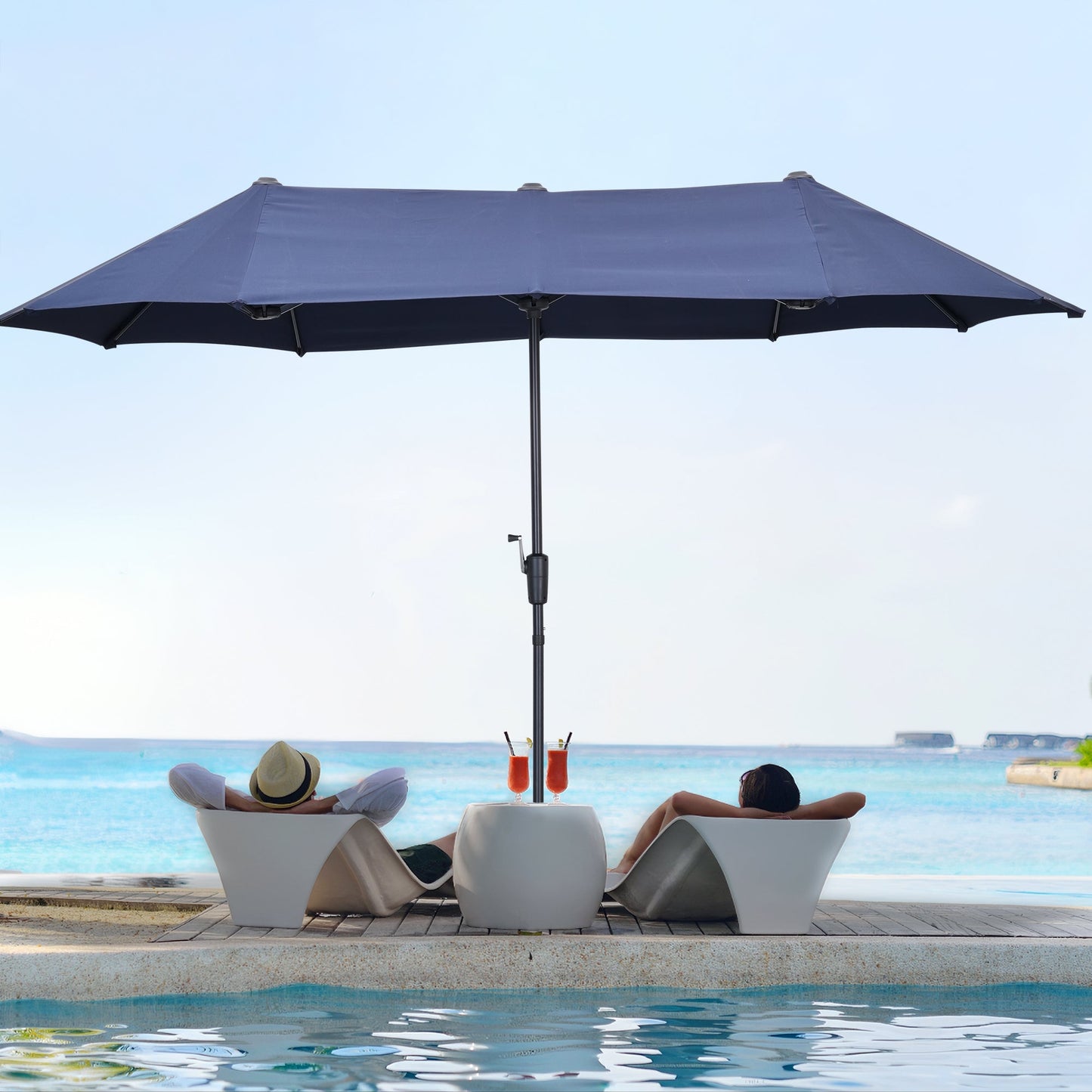 Ainfox 13ft Large Patio Umbrella, Outdoor Double-Sided Rectangle Market Heavy Duty Umbrellas without Base