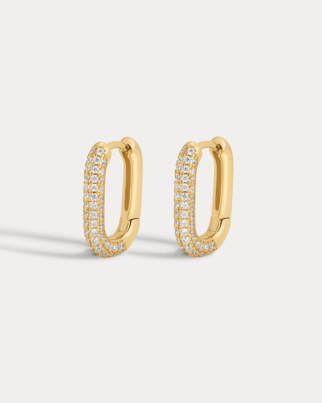 Pave Chain Link Huggies- Gold (Ships Late September)