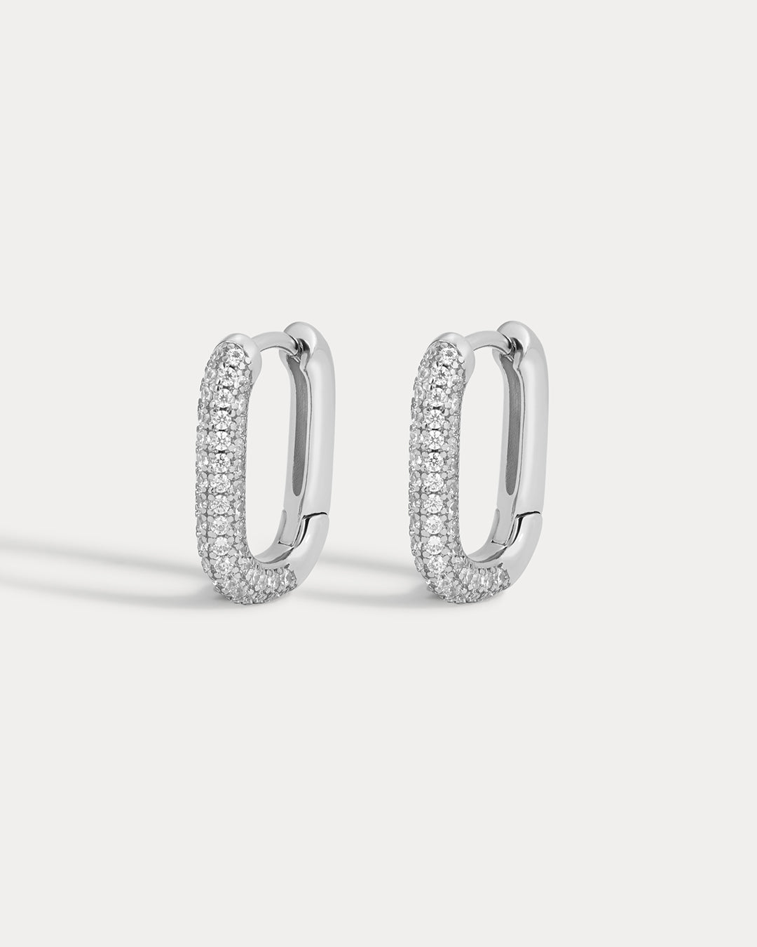 Pave Chain Link Huggies- Silver (Ships Late September)
