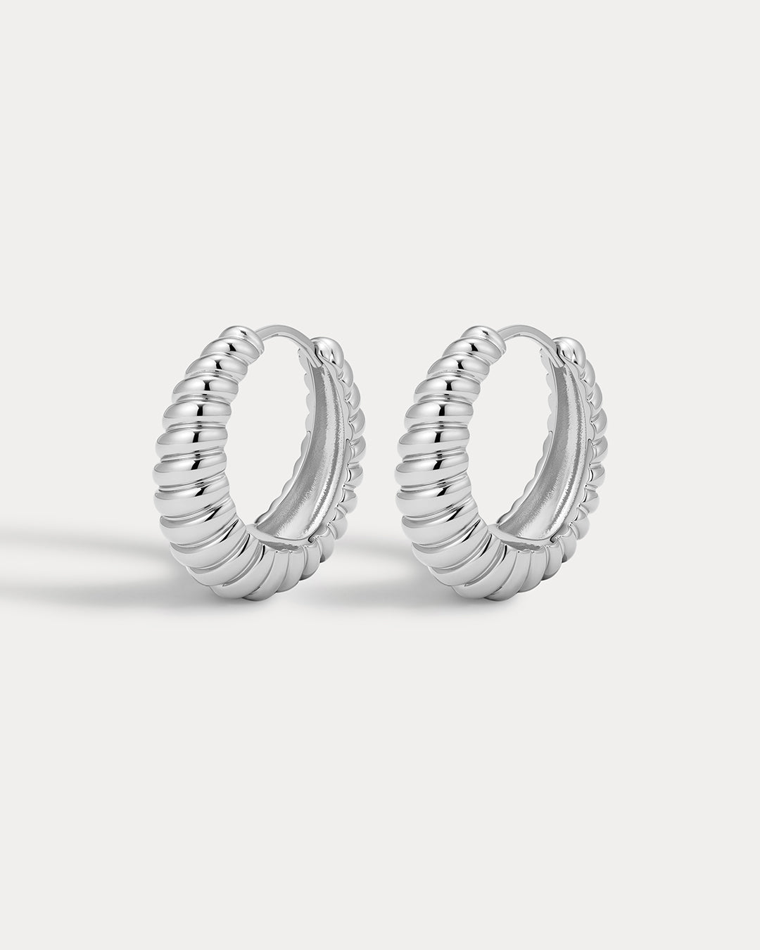 Ridged Marbella Hoops- Silver (Ships Mid September)