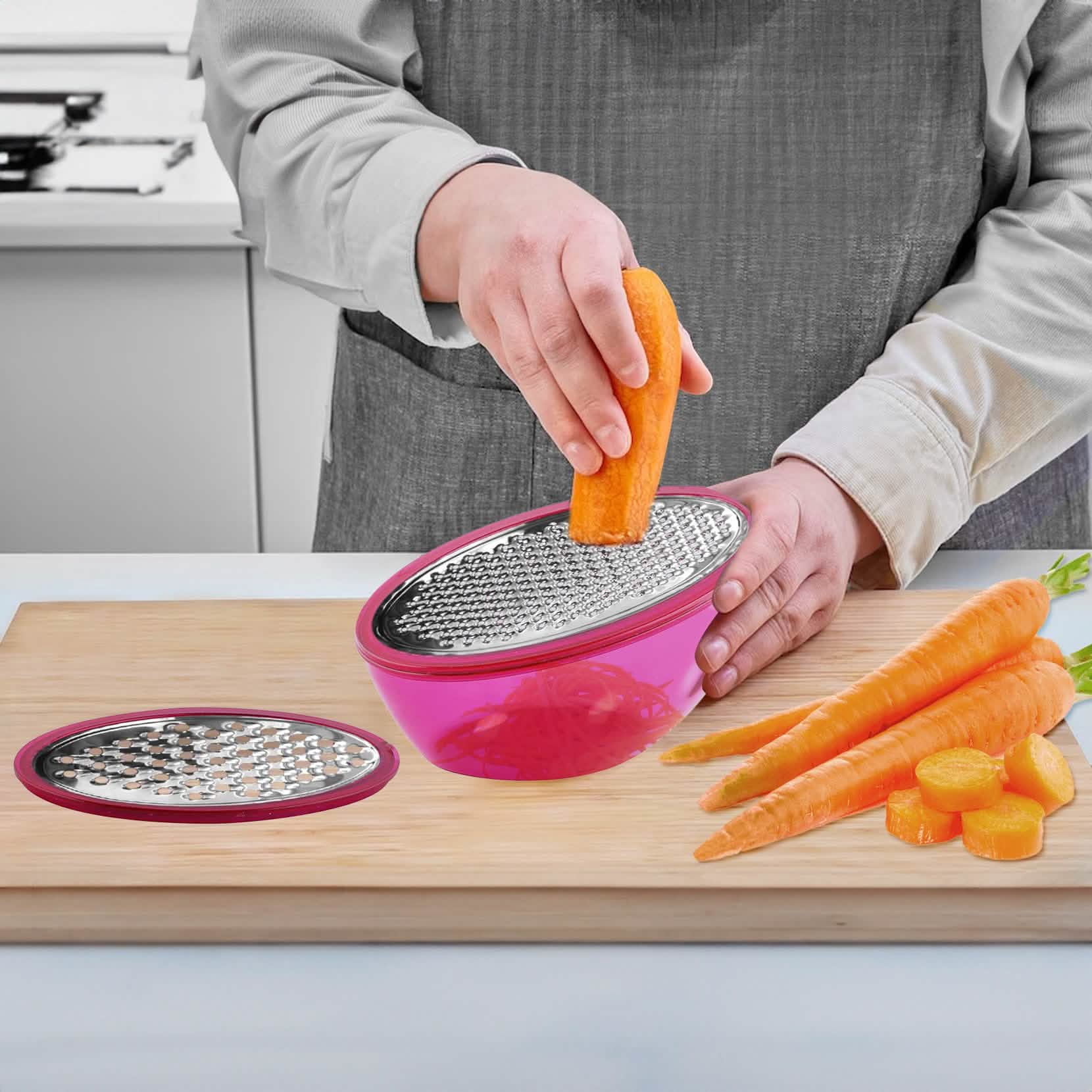 Lot de 5 : Râpe à fromage Zesteur à citron avec récipient de conservation et couvercle