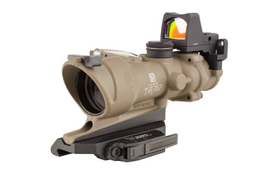 Trijicon ACOG ECOS -  4X32mm Dual Illuminated Green Crosshair 5.56 Reticle -  Backup Iron Sights -  Quick Release Mount -  LED 3.25 MOA Red Dot RMR Type 2 -  Cerakote Flat Dark Earth Finish