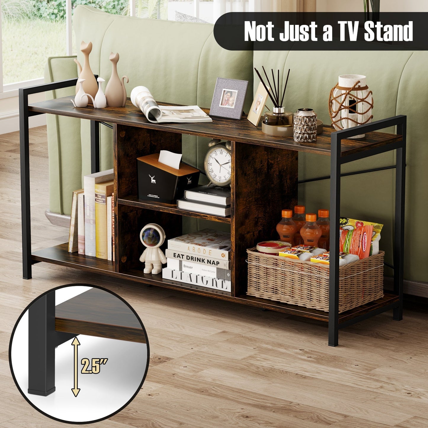 TV Stand for 55 Inch TVs Industrial Entertainment Center-Rustic Brown