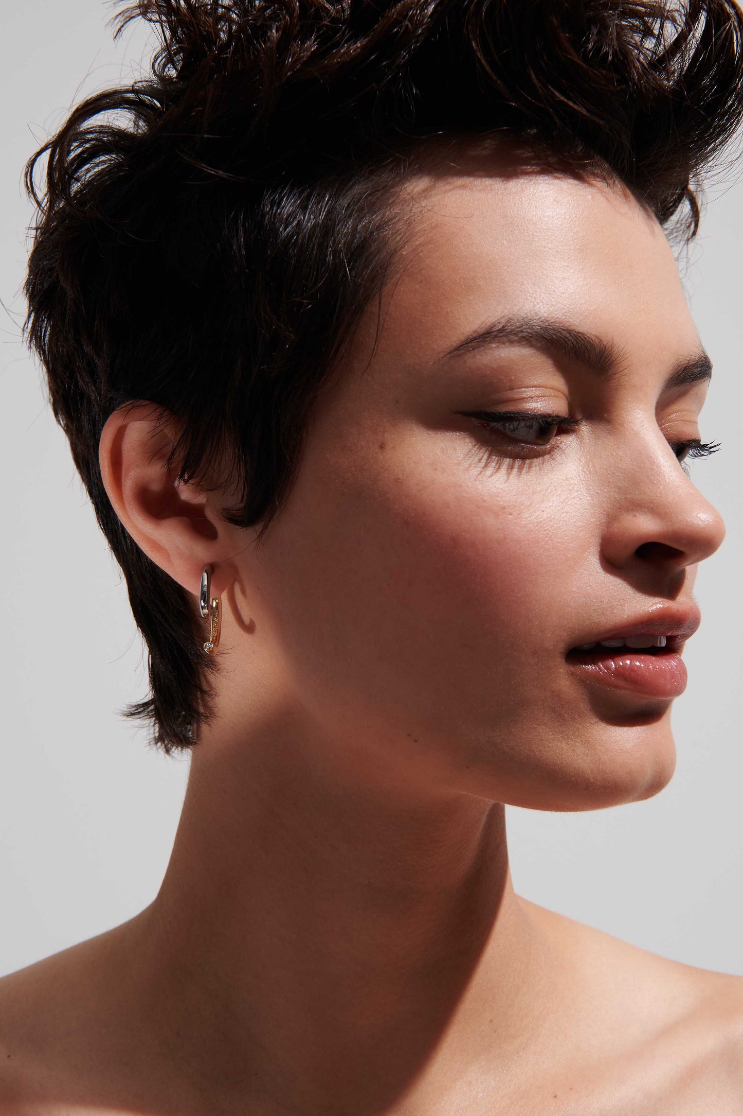 Luna Mini Two-Tone Earrings