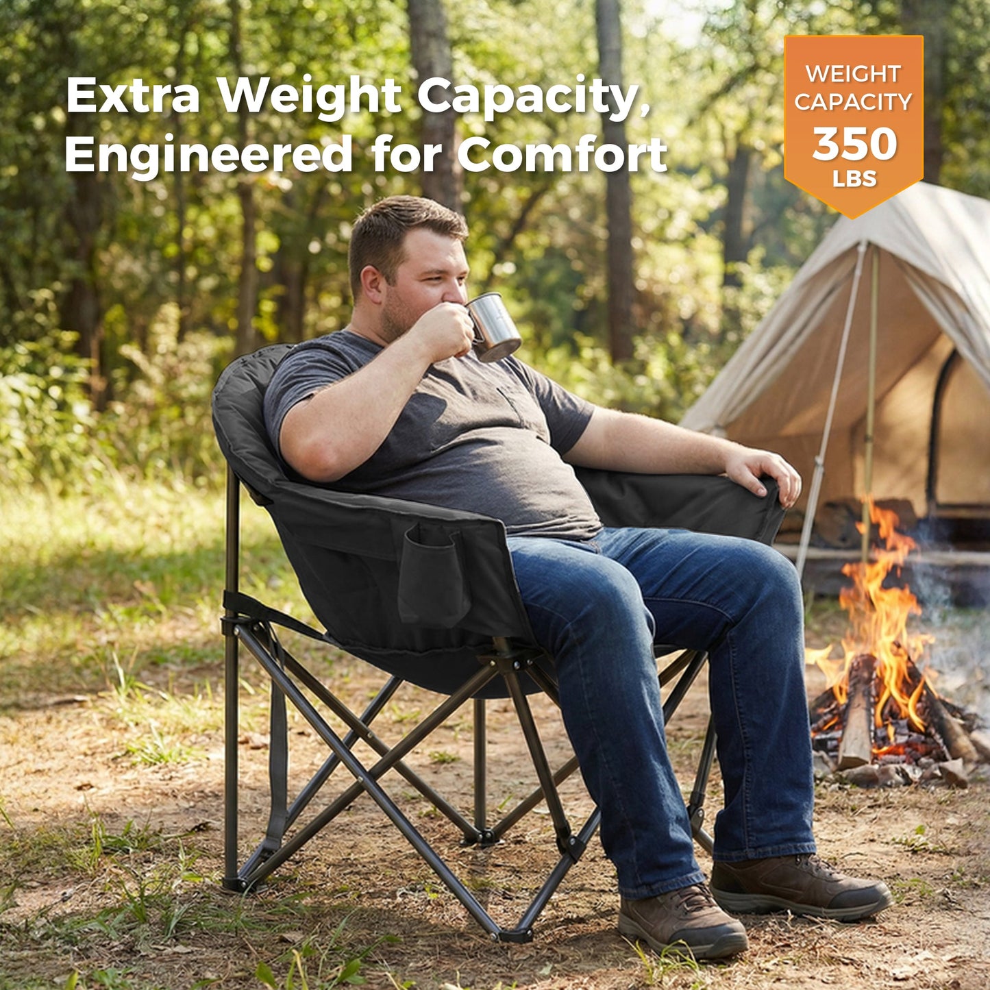 Ainfox 2PCS Oversized Camping Chair Folding Chair Camp Chair for Outdoor, Adults, Men and Women