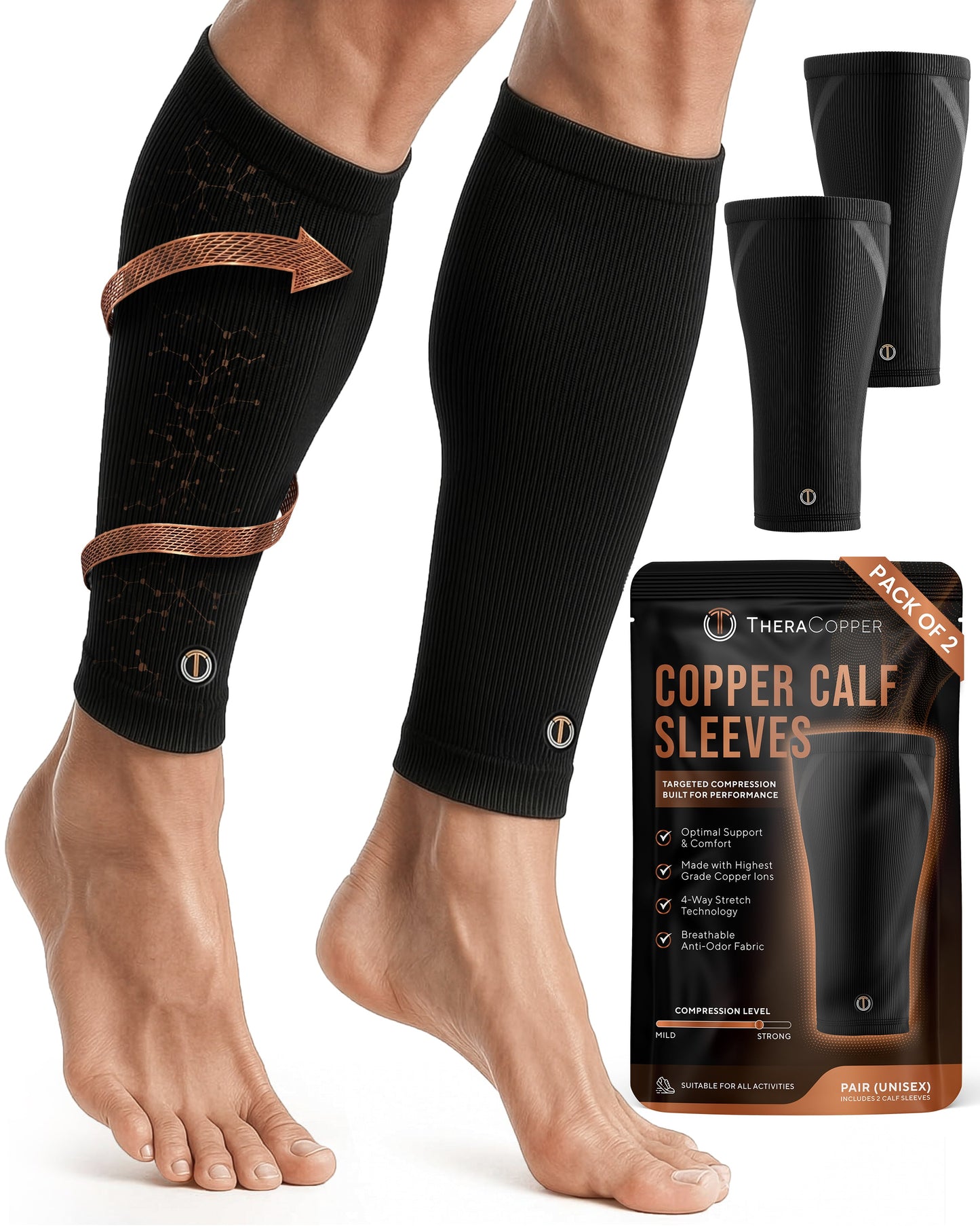 Copper Calf Compression Sleeves (2 Pack)