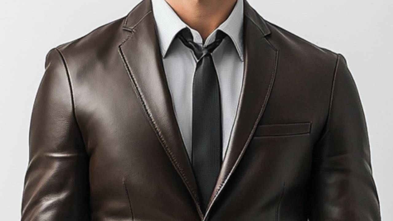 Tommy Brown Leather Blazer – Classic Leather Blazer for Men