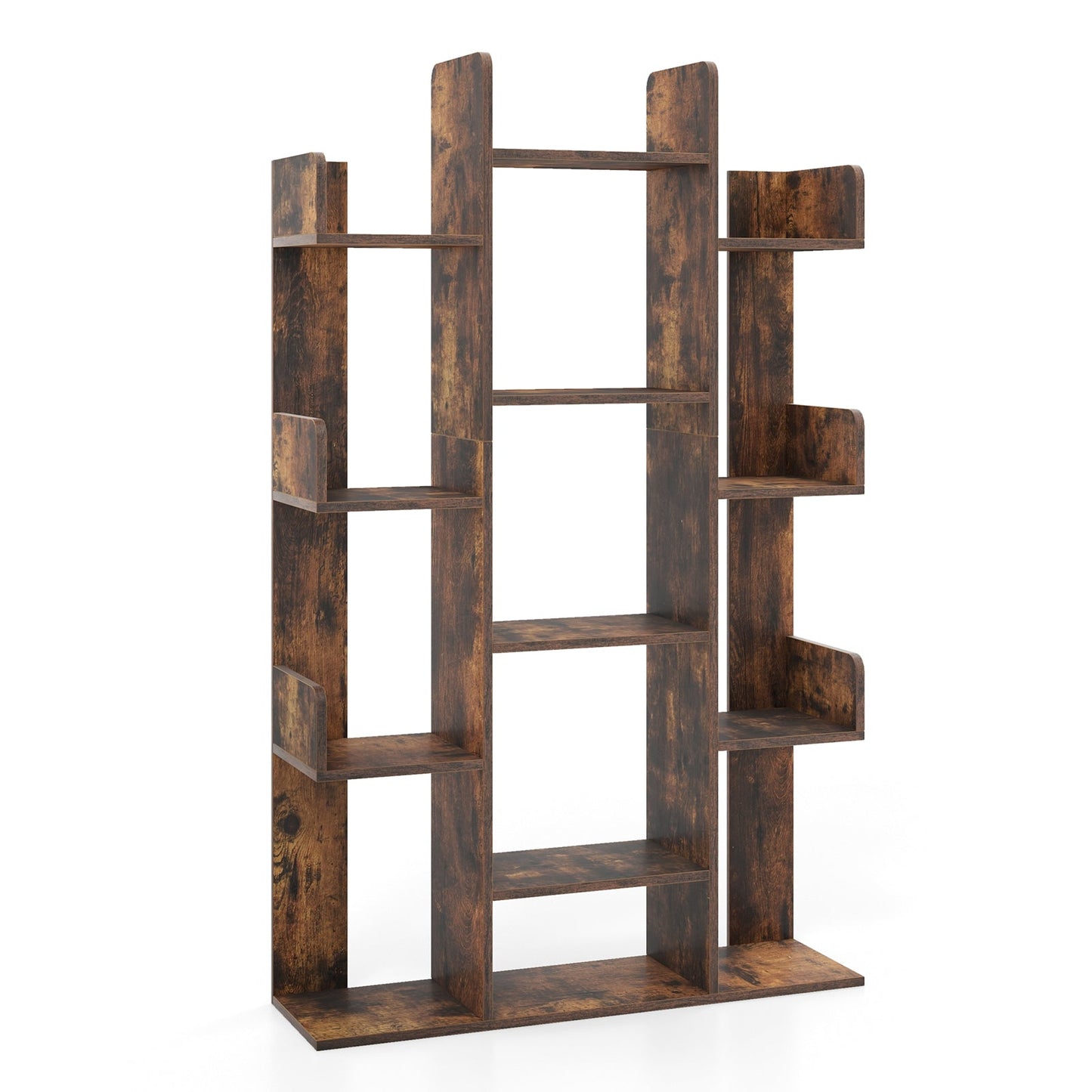 Tree-Shaped Bookshelf with 13 Compartments
