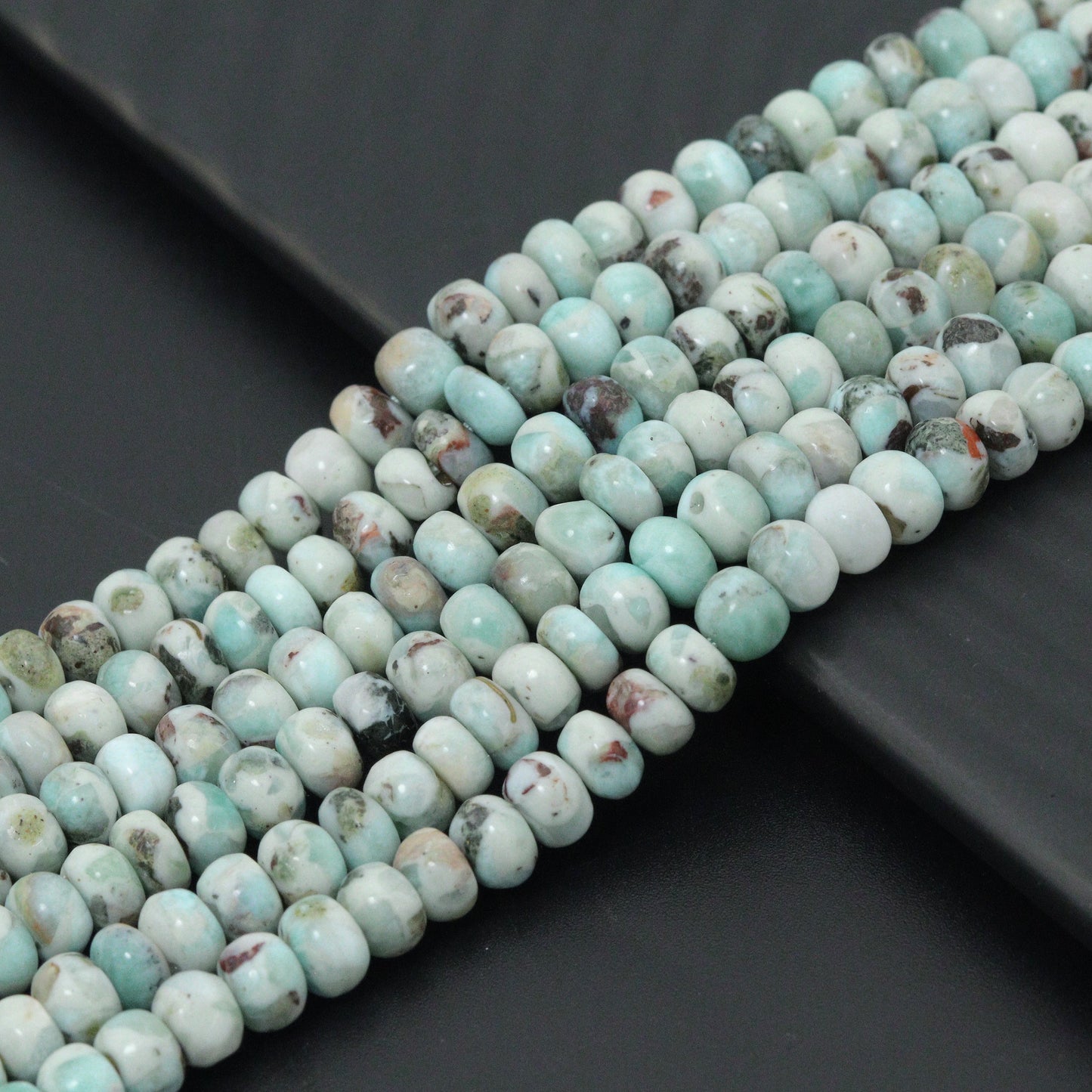 Genuine Larimar Rondelle Smooth Beads, 4x6mm/5x8mm, Sku#U1492