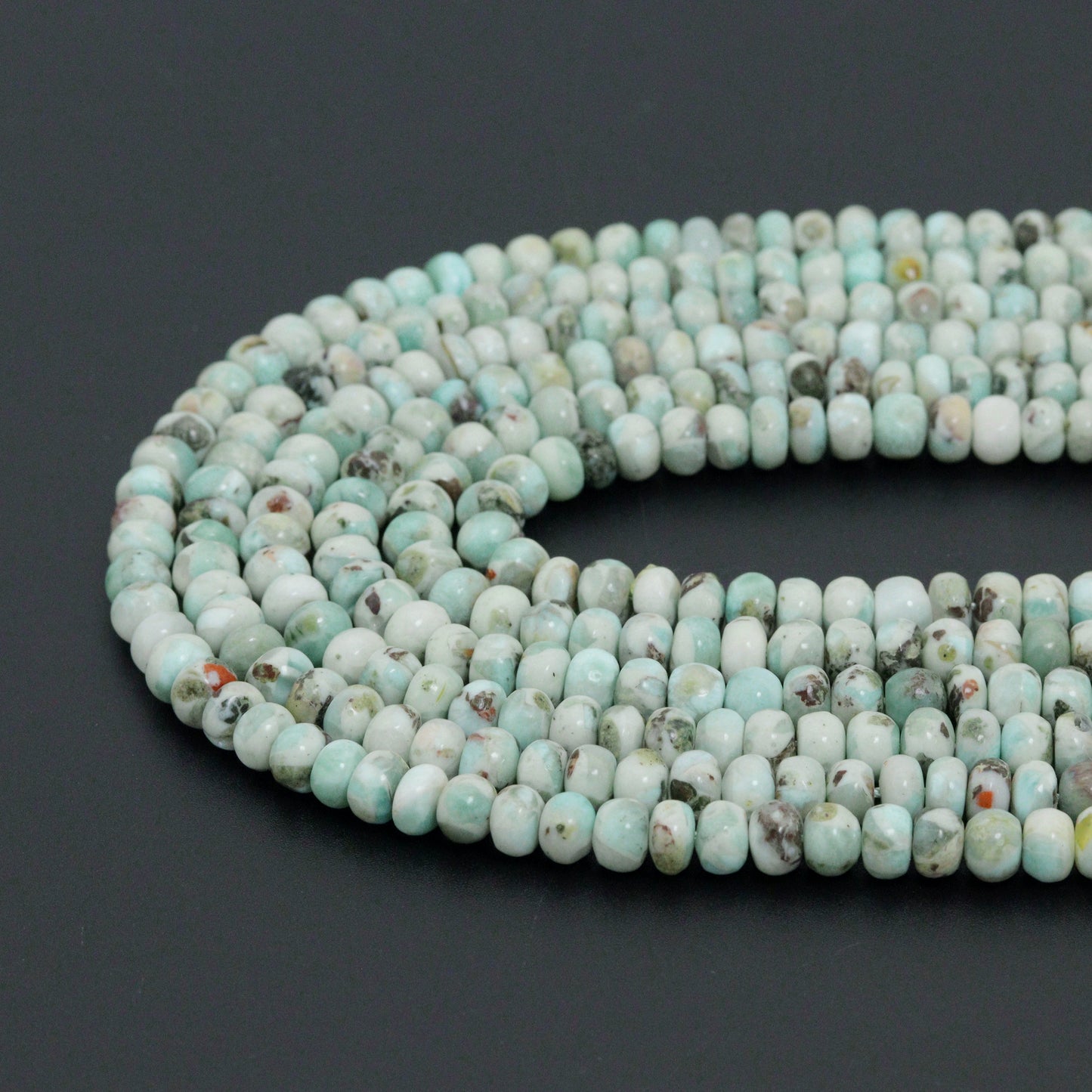 Genuine Larimar Rondelle Smooth Beads, 4x6mm/5x8mm, Sku#U1492