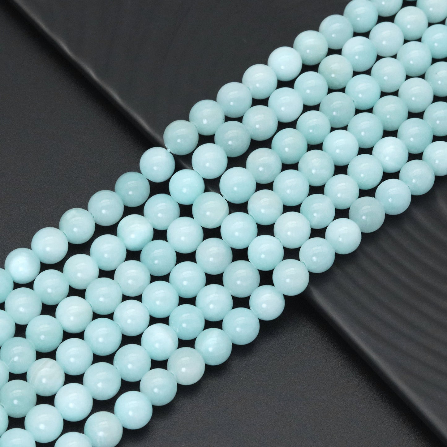 Blue Jade Round Smooth Beads, Sku#U1855