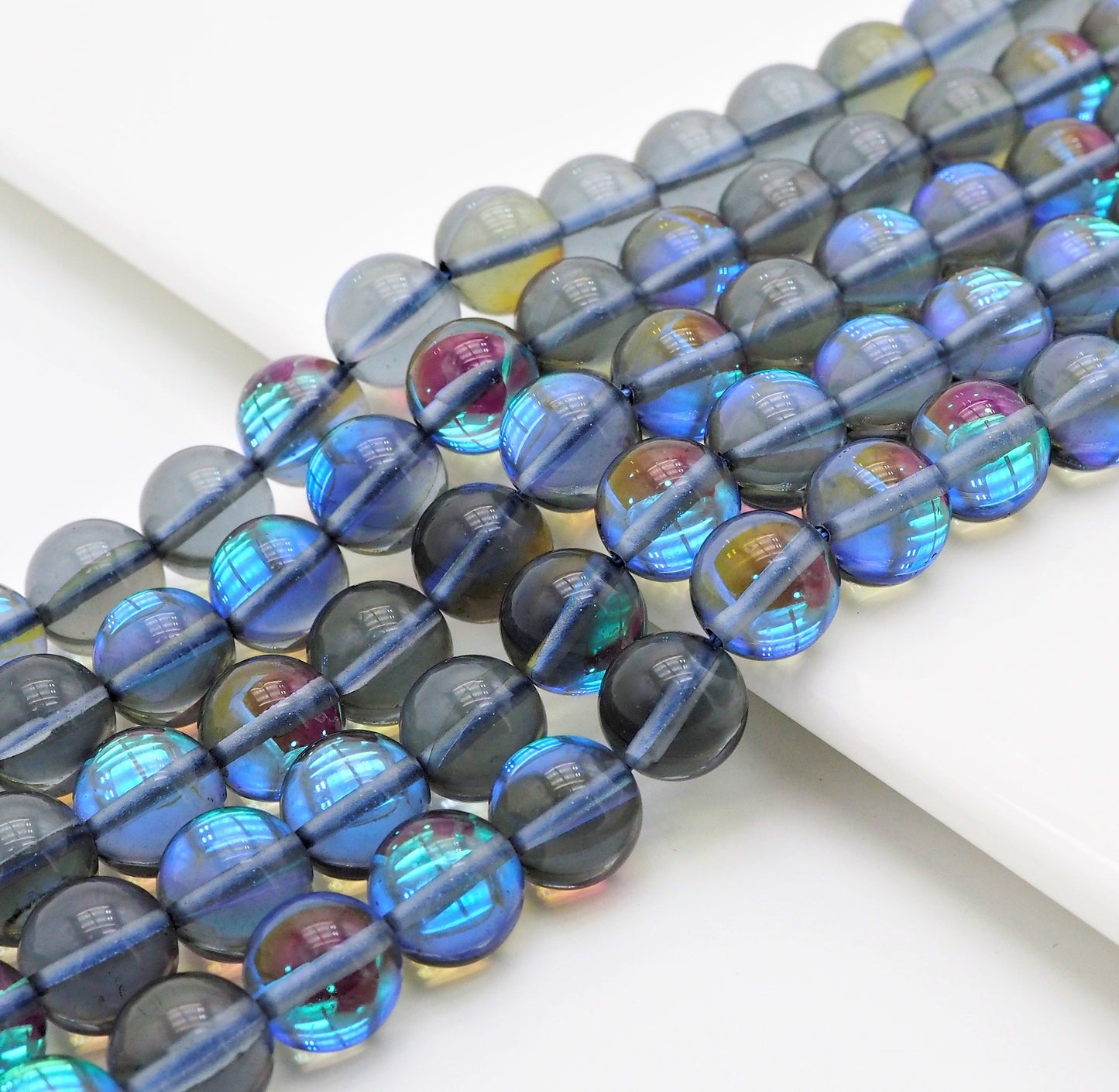 Beautiful Glossy Grey Spectrolite Quartz, Crystal Round beads, 6mm/8mm/10mm/12mm Manmade Gray Blue Moonstone beads,15.5inch strand, SKU#U290