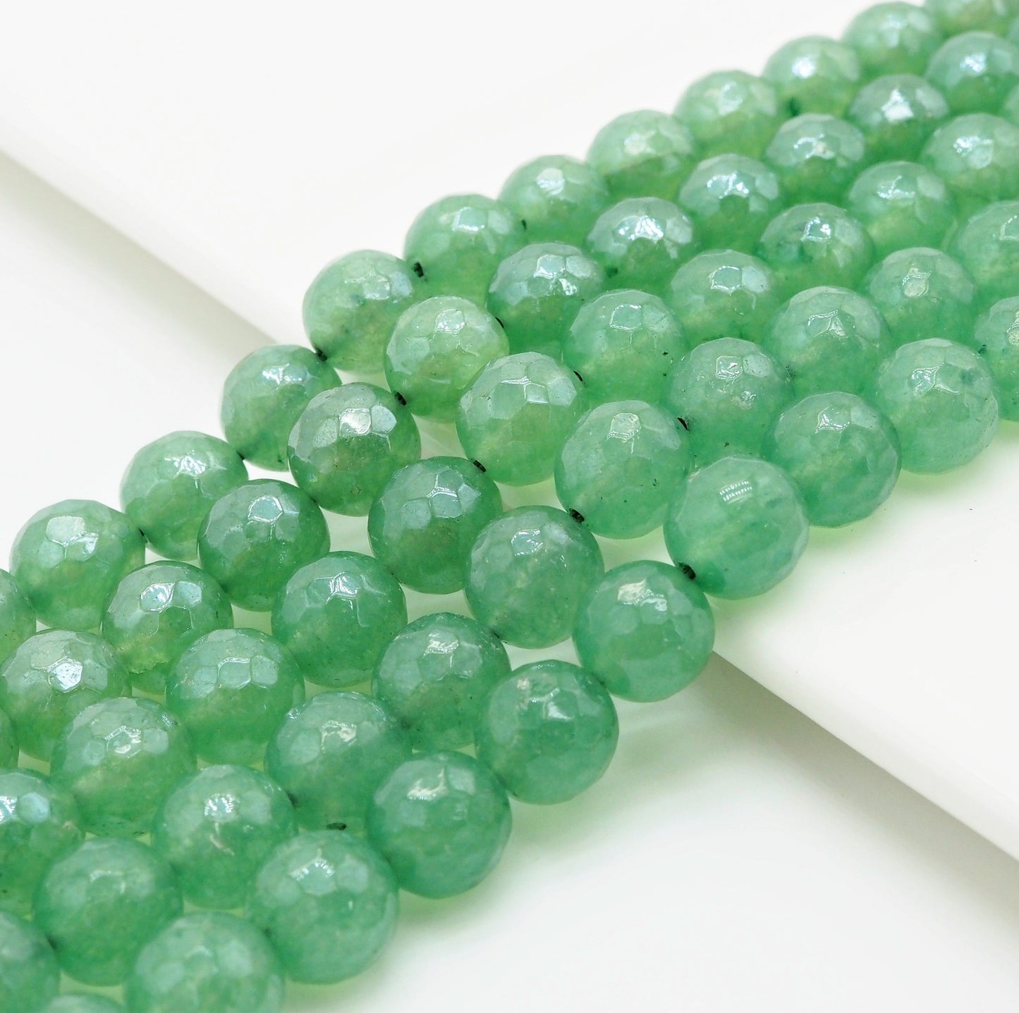 Mystic Plated Natural Faceted Green Aventurine beads, 6mm/8mm/10mm, SKU#U304