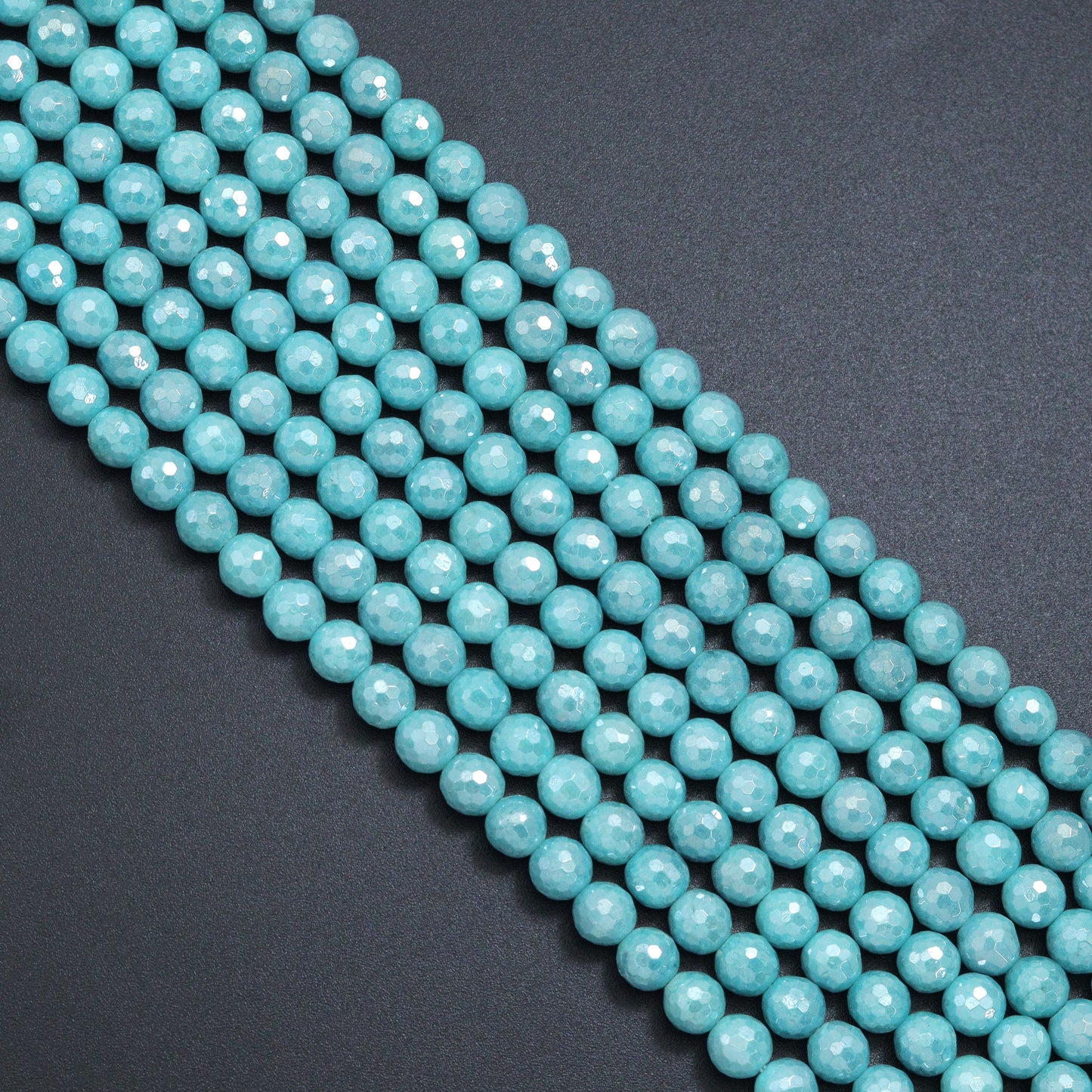 Mystic Silverite Plated Faceted Emerald Jade beads, U343