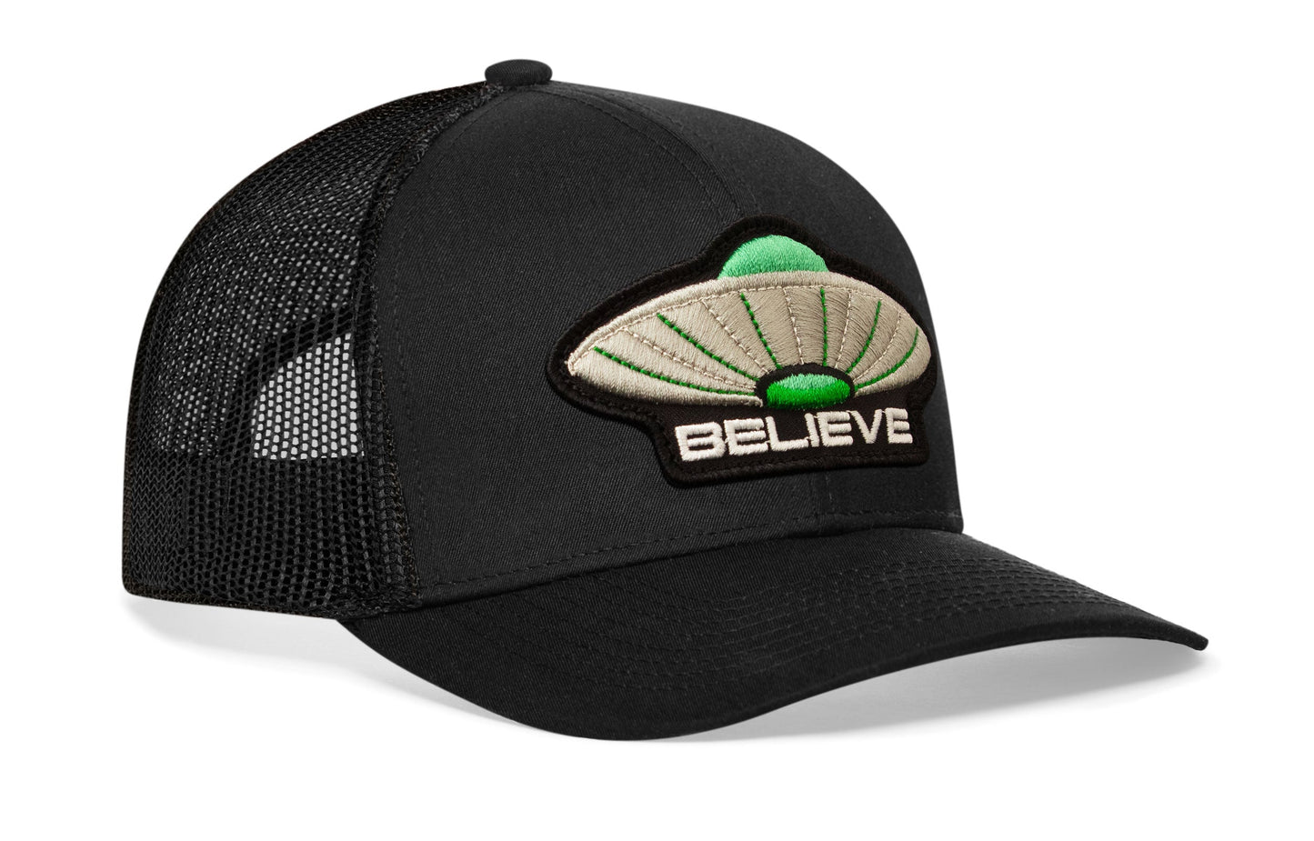 Believe Trucker Hat  |  Black Alien UAP Snapback