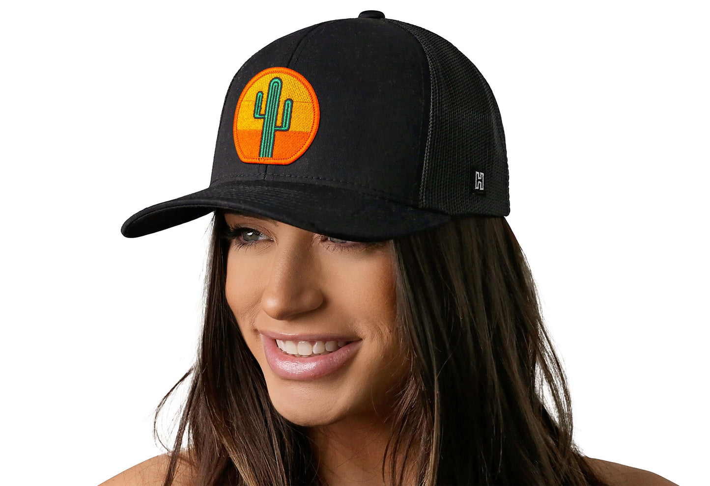 Cactus Sunset Trucker Hat  |  Black Cactus Sunet Snapback