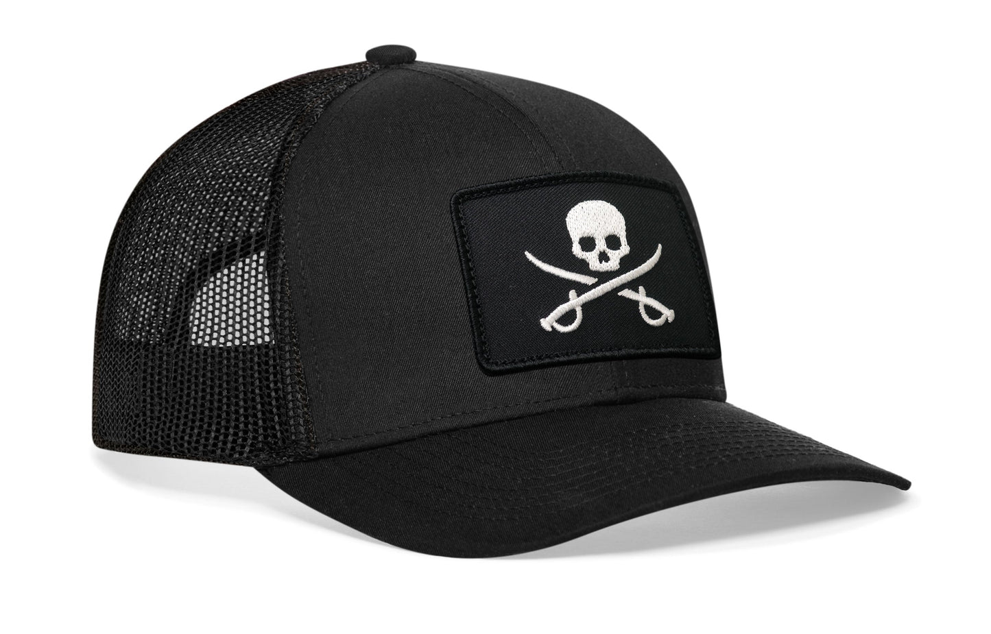 Pirate Flag Trucker Hat  |  Black Jolly Roger Flag Snapback