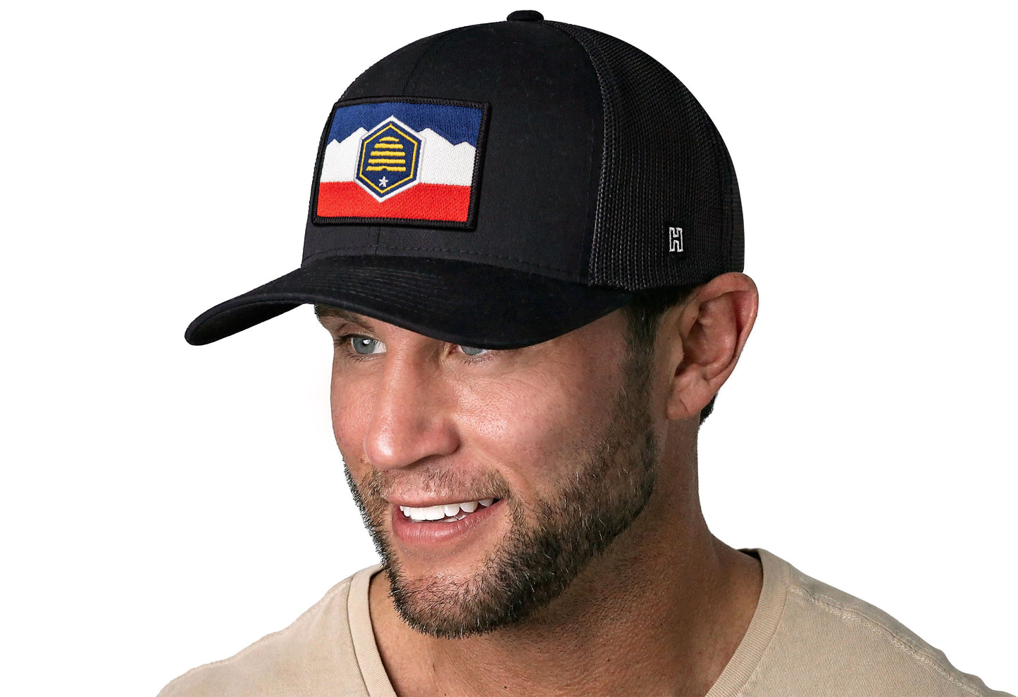Utah Flag Trucker Hat  |  Black Utah Flag Snapback