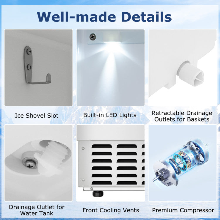Under Counter Nugget Ice Maker with Timer & Self-Cleaning