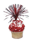 5.5" Red and Silver Mylar Spray Picks - 6 or 36 pcs