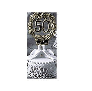Décoration de gâteau d'anniversaire - E50 - Noces d'or avec colombes