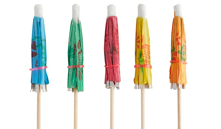 Mini-parapluie / Parasol à cocktail de 10 cm, couleurs assorties, lot de 144 ou 1440