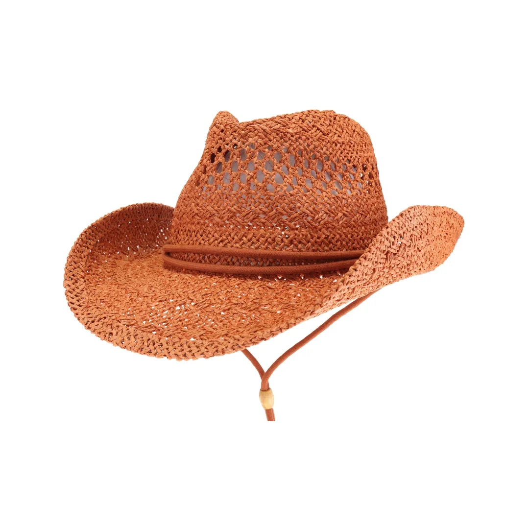 C.C Women's Solid Cowboy Hat with Chin Strap