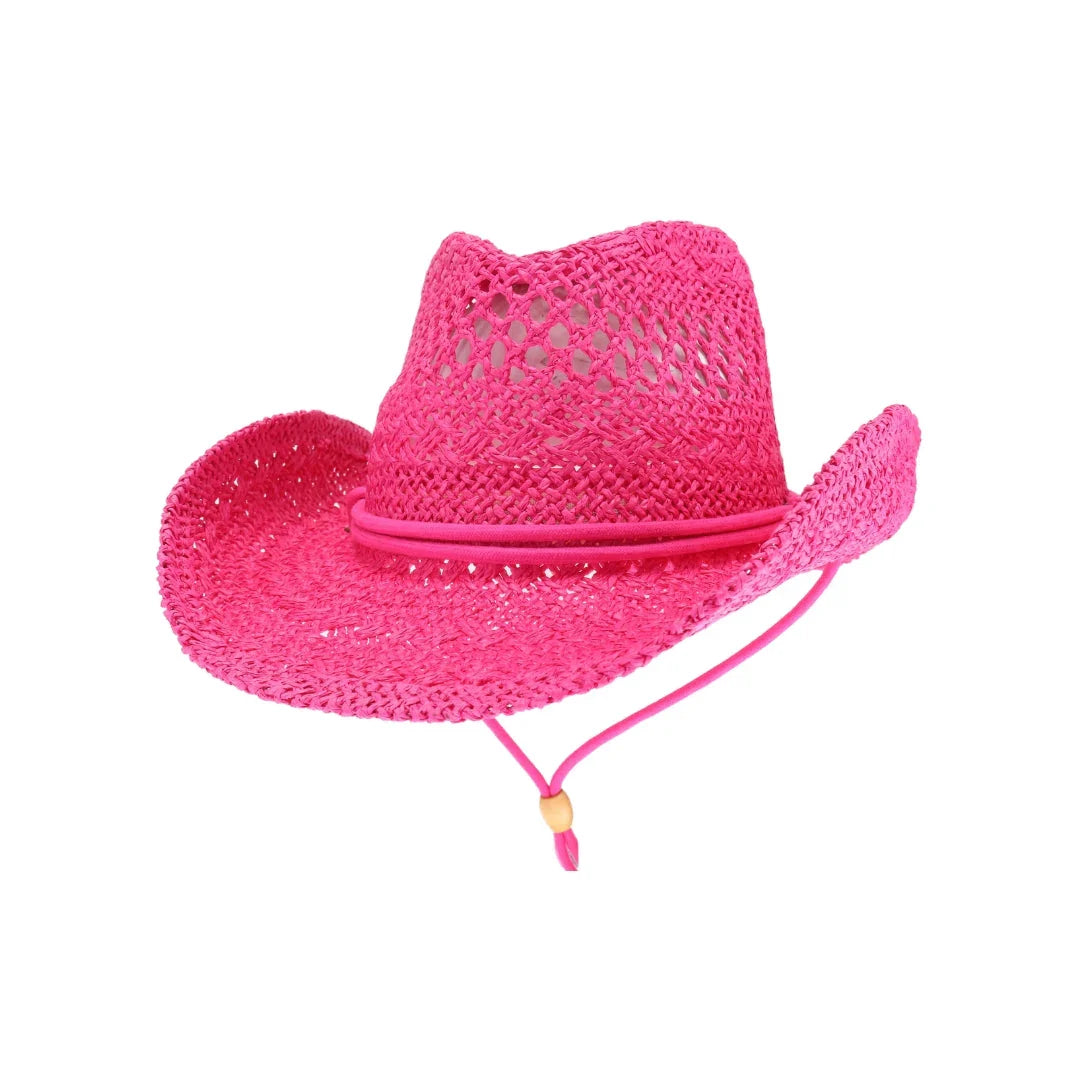 C.C Women's Solid Cowboy Hat with Chin Strap