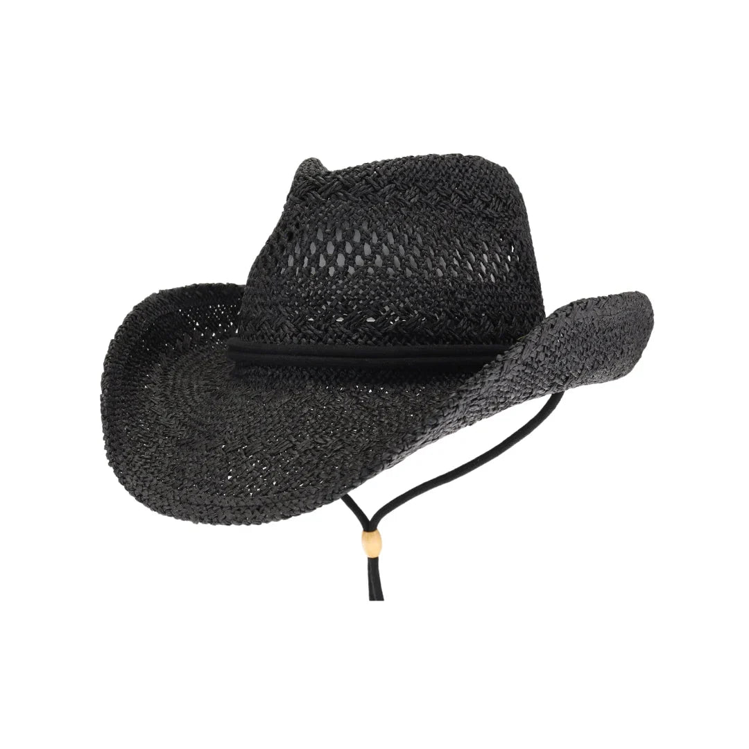 C.C Women's Solid Cowboy Hat with Chin Strap